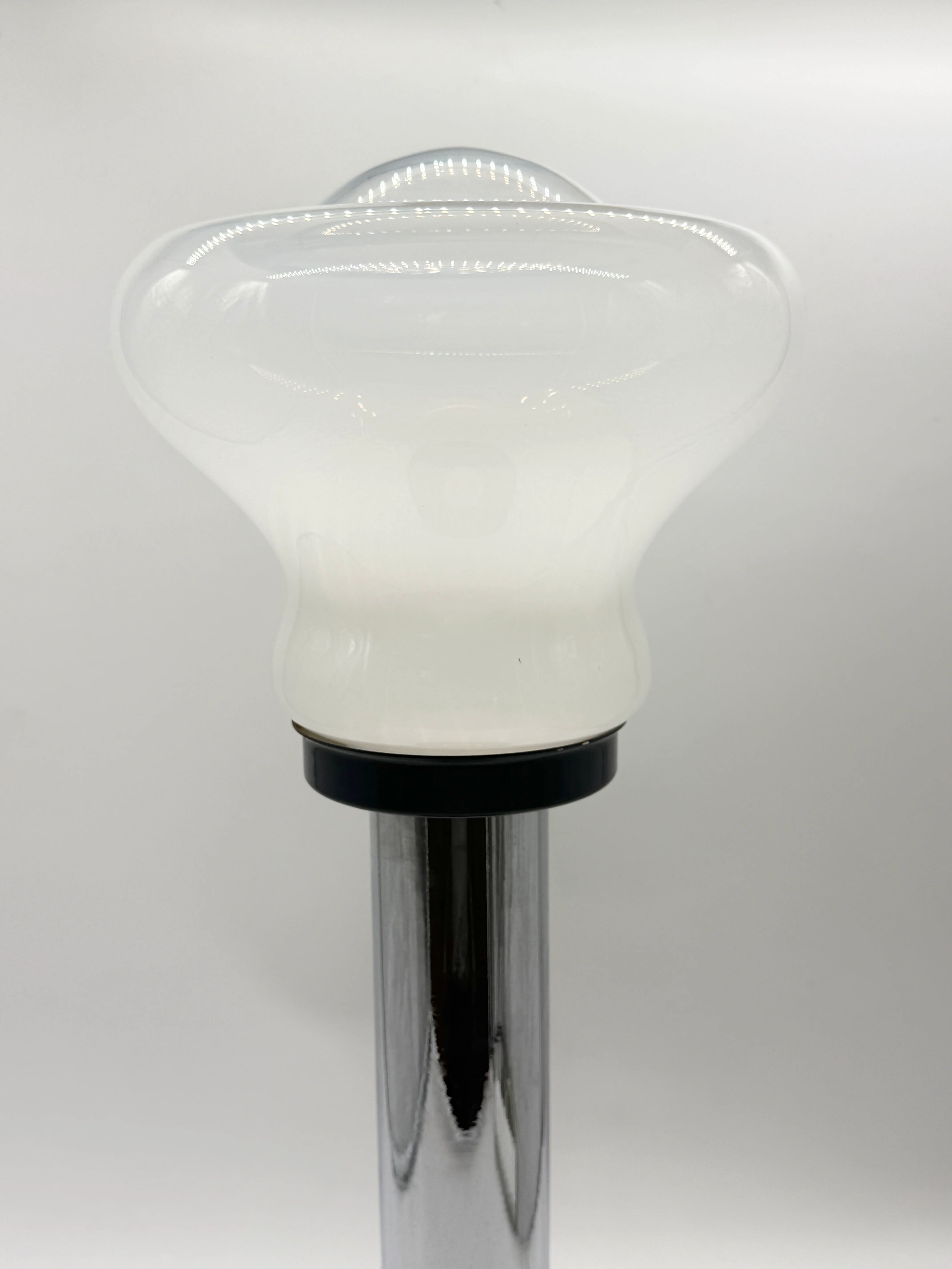 Large blue and chrome table lamp, Italy 1970s