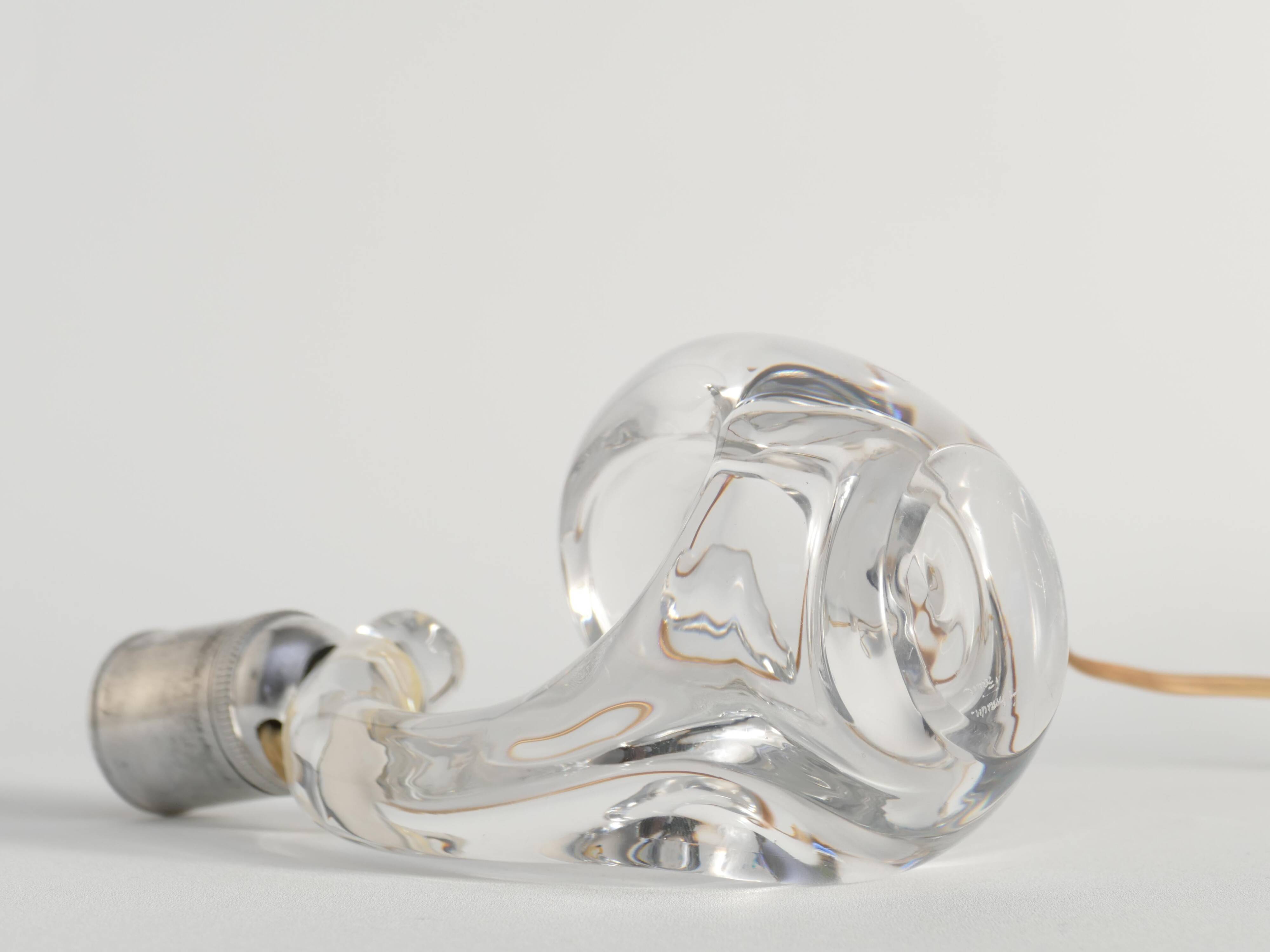 Sculptural Clear Crystal Glass Table Lamp by Schneider, France, 1950s