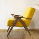 Fauteuil vintage en tissu jaune