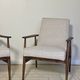 Pair of Henryk Lis 300-190 armchairs in mottled blue-grey fabric, 1970s