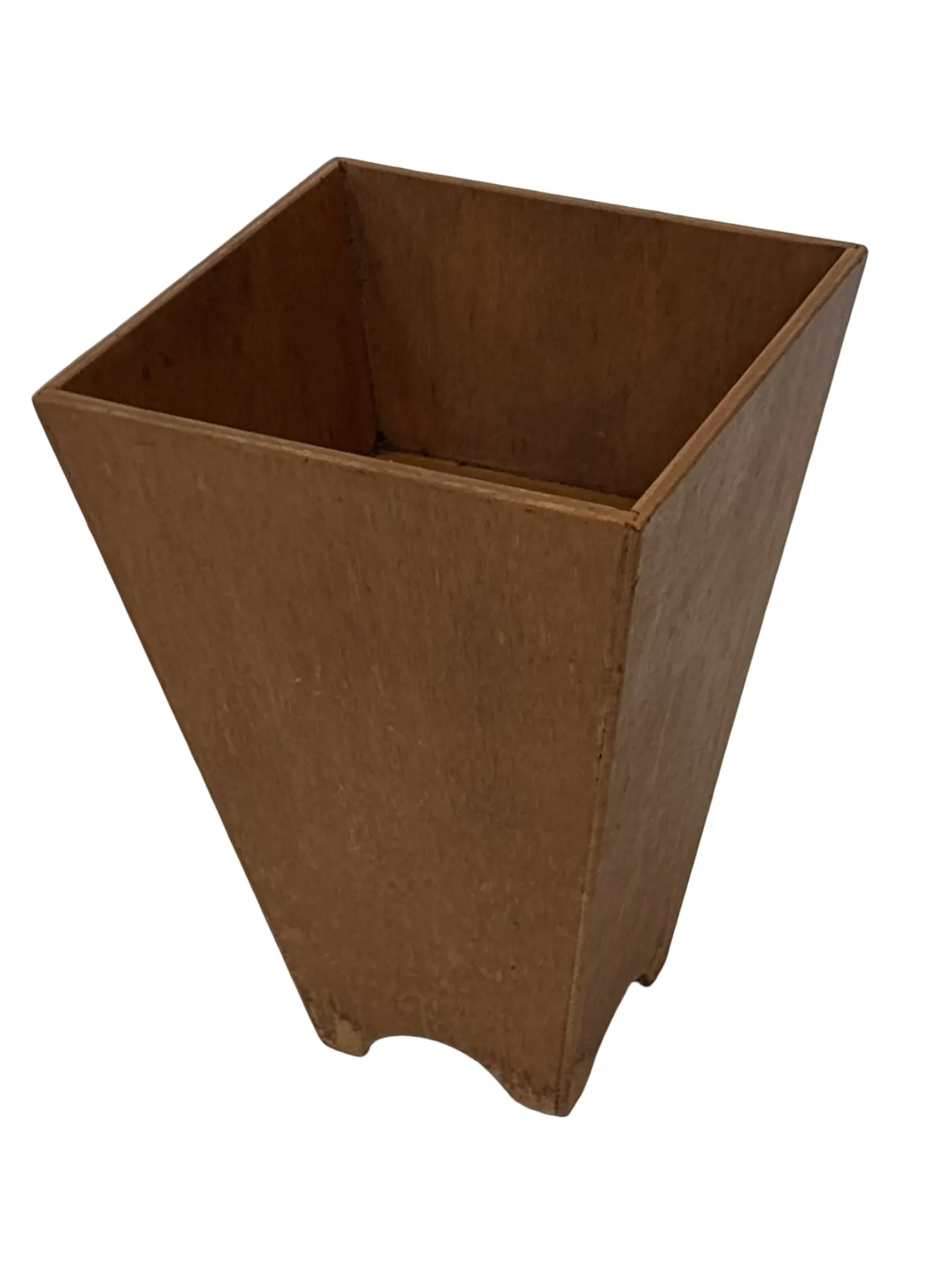 Vintage wooden planter with a minimalist, geometric design