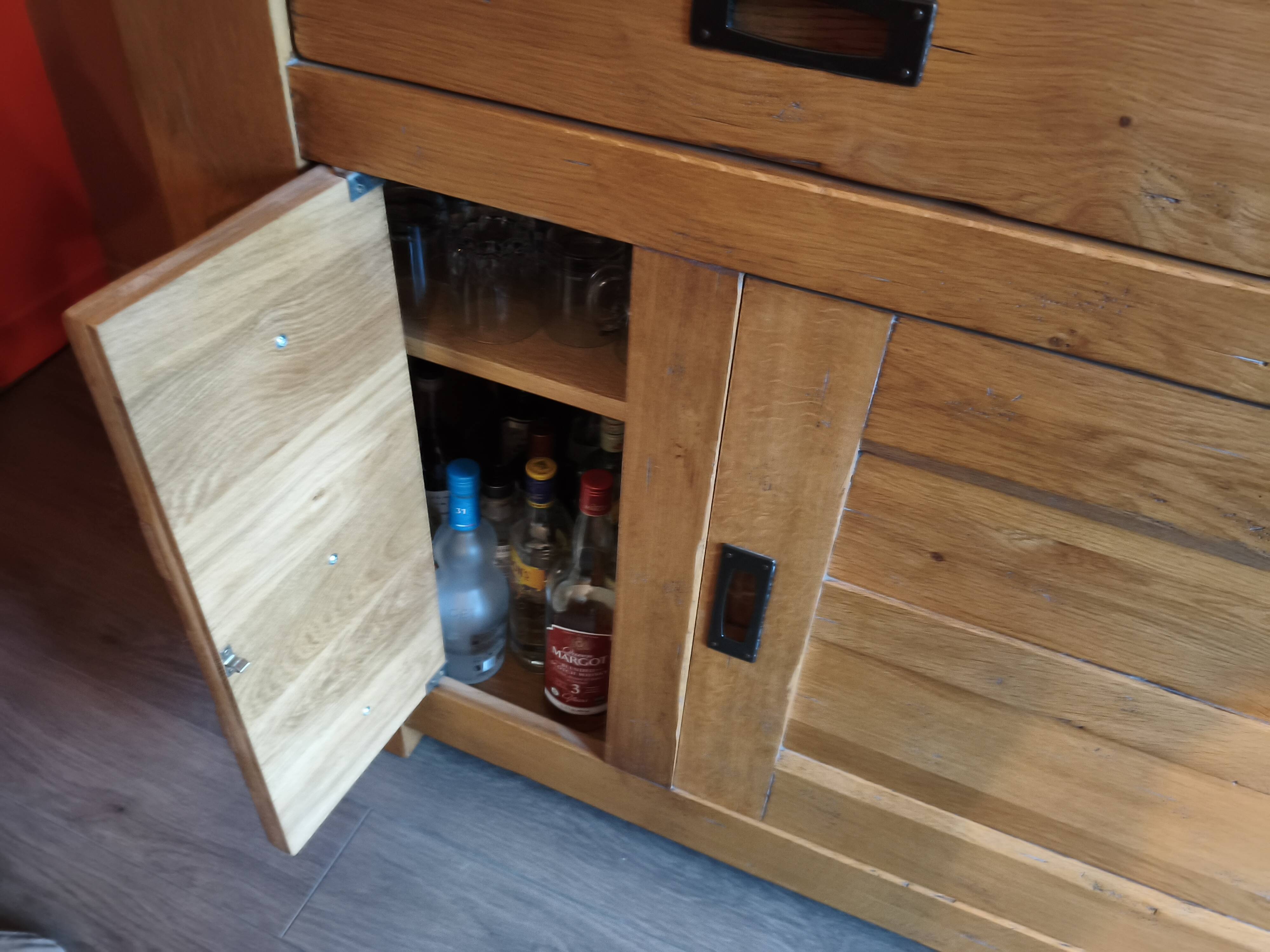 Solid oak sideboard, ideal for farmhouses or country homes, thick wood