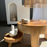 Quadripod coffee table in solid wood monoxyl natural color (dark)