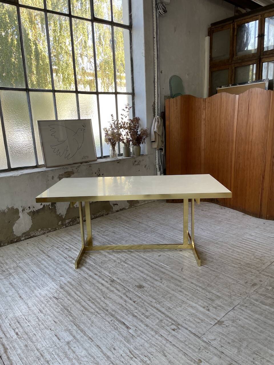 Brass table 1970 Italian lacquer