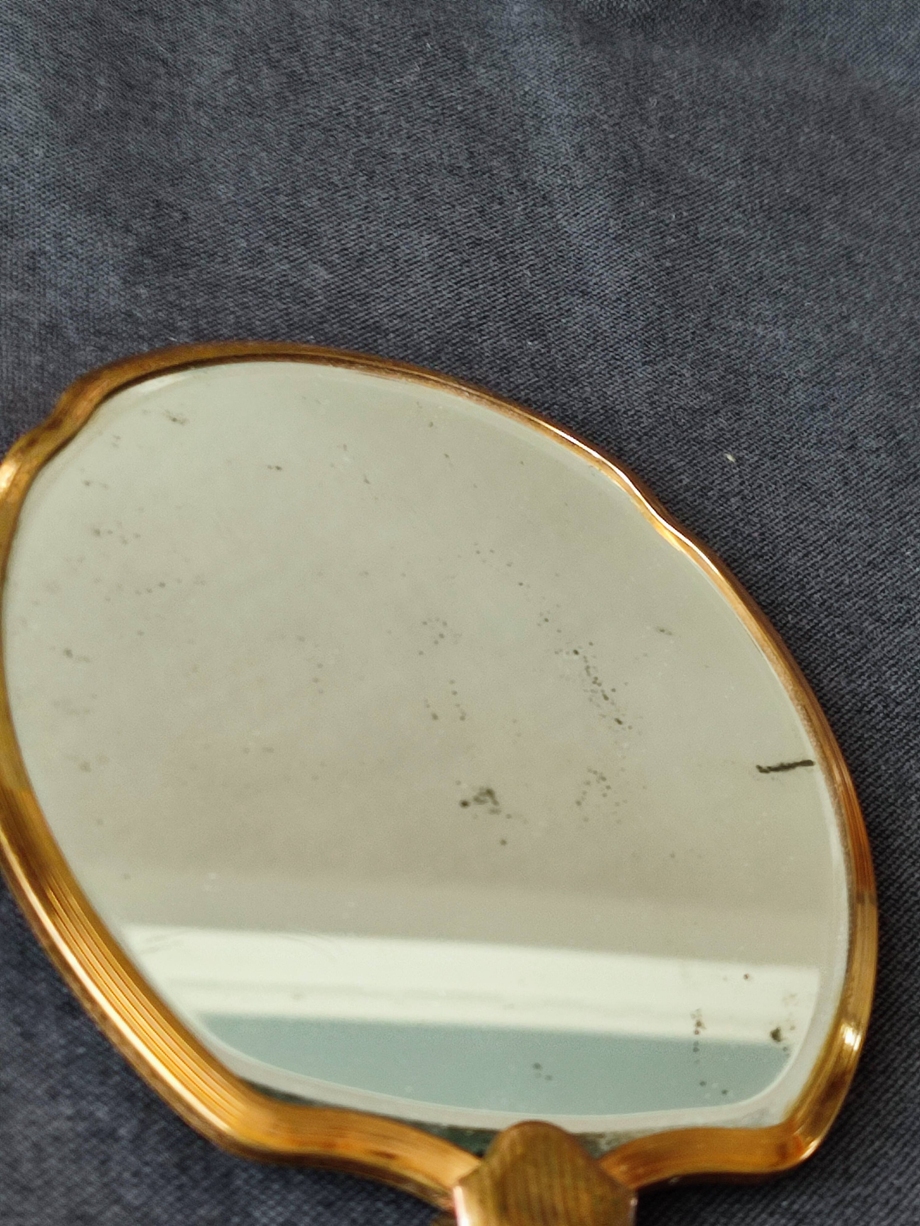 Miroir a main biseauté de taille moyenne art deco