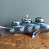 Salière poivrier moutardier zoomorphe, poisson en porcelaine