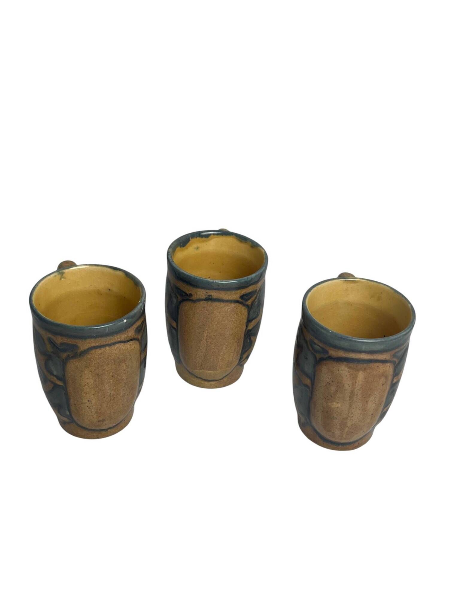 Quimper Odetta, three numbered cider cups signed from around 1920.