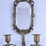 Patinated bronze chandelier mirror early twentieth century