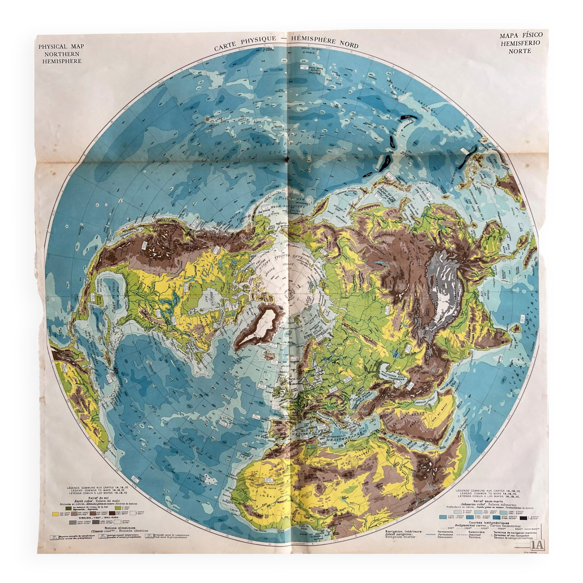 Physical map — Northern Hemisphere | Polar projection