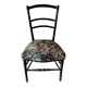 Chaise Napoléon III en bois noir et jacquard à fleurs