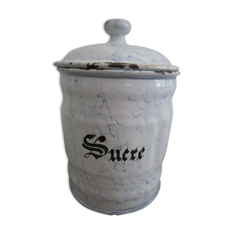 Pot tôle émaillée vintage "Sucre"