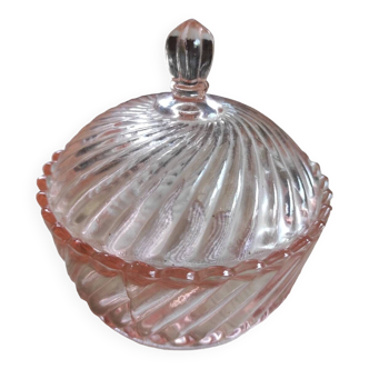 Bonbonnière en verre rose