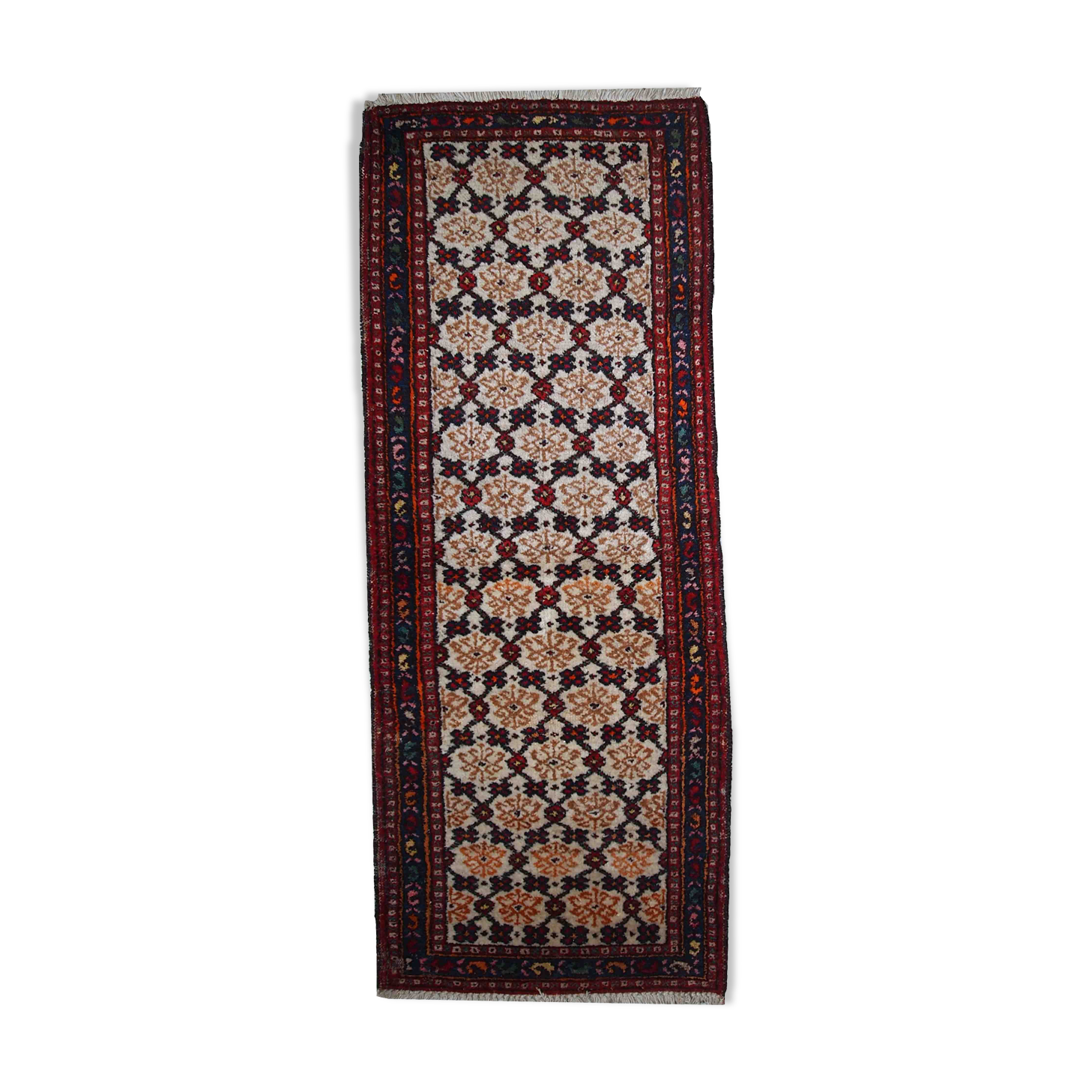 Vintage Persian Carpet Hamadan handmade 80cm x 207cm 1960s, 1C378