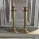 Pair of twisted brass column candle holders