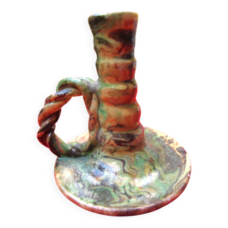 Small lamp base or candle holder in glazed earthenware, Bernard CLUNY pottery