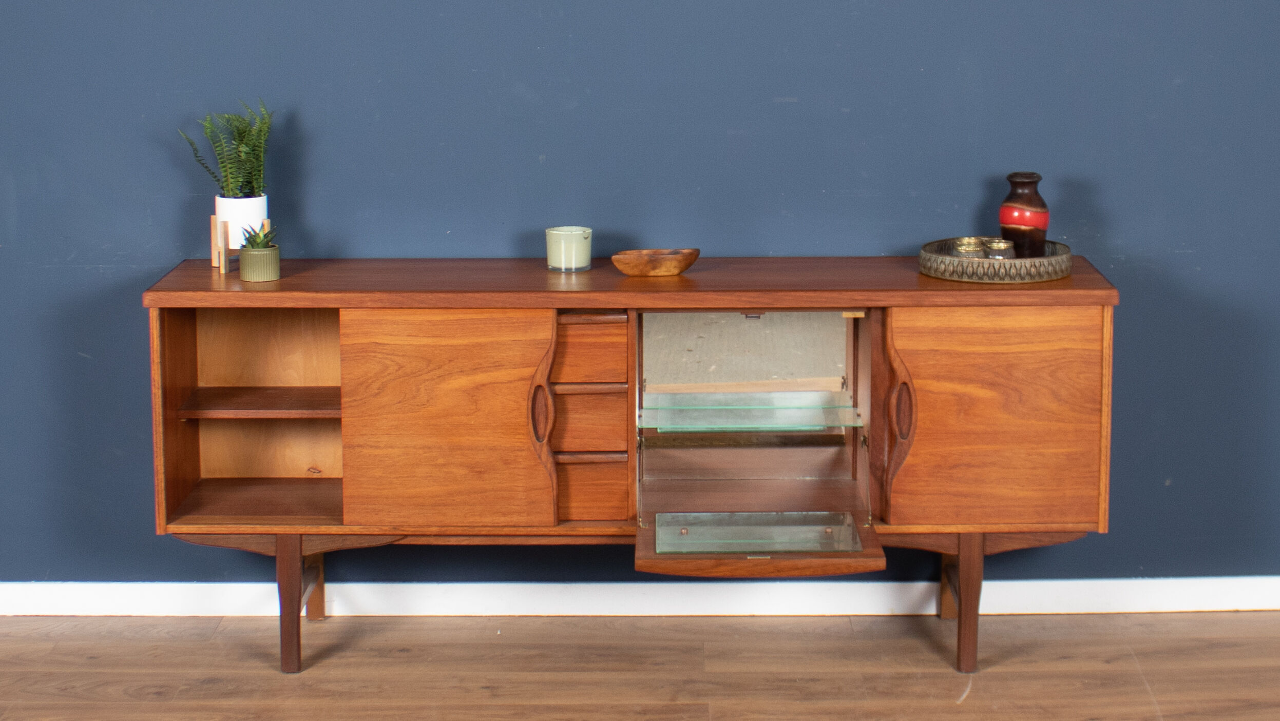 Retro teak 1960s long mid century sideboard by jentique