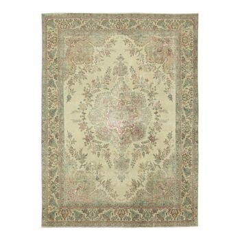 Hand-knotted persian vintage 1970s 278 cm x 378 cm beige wool carpet
