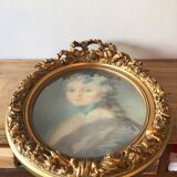Pastel portrait, medallion frame