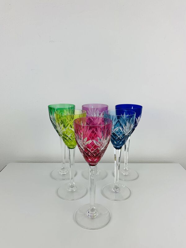 6 verres à vin Roemer, cristal Saint-Louis modèle Chantilly
