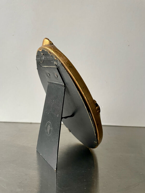 Art nouveau cadre ovale en bois doré dimensions 19 cm x 11,5 cm verre convexe
