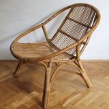 1960's Set of Four Rattan Armchairs and Side Table by Jaroslav Prochazka for ULUV