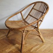 1960's Set of Four Rattan Armchairs and Side Table by Jaroslav Prochazka for ULUV