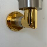 Pair of vintage sconces, opaline brass and steel, Germany 1970