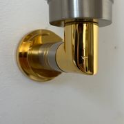 Pair of vintage sconces, opaline brass and steel, Germany 1970
