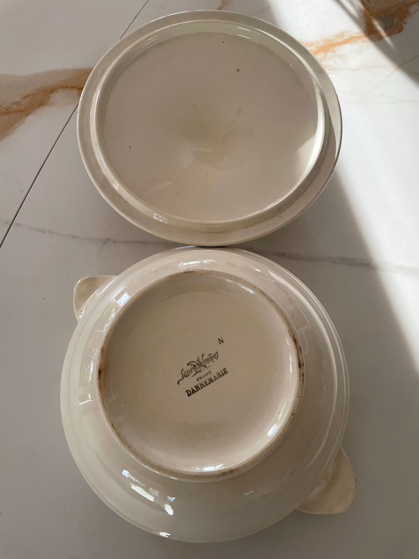 Digoin Sarreguemines soup tureen, Dannemarie model, 1950s, French soup.