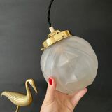 Vintage art deco glove pendant lamp in frosted glass