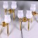 Pair, Neo-Classic Wall Sconces, with Original Tulip Opaline, Maison Jansen France Mid-Century