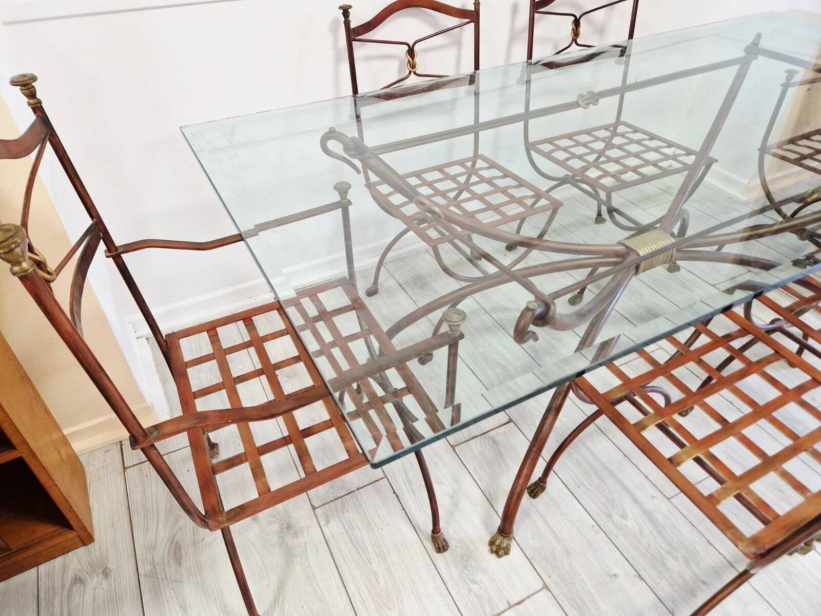 Vintage Provencal French Dining Table and 6 Chairs