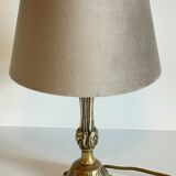 Solid brass lamp and vintage fabric