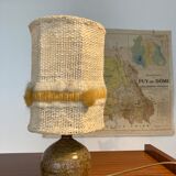 Lamp stoneware pyrite lampshade wool La Borne
