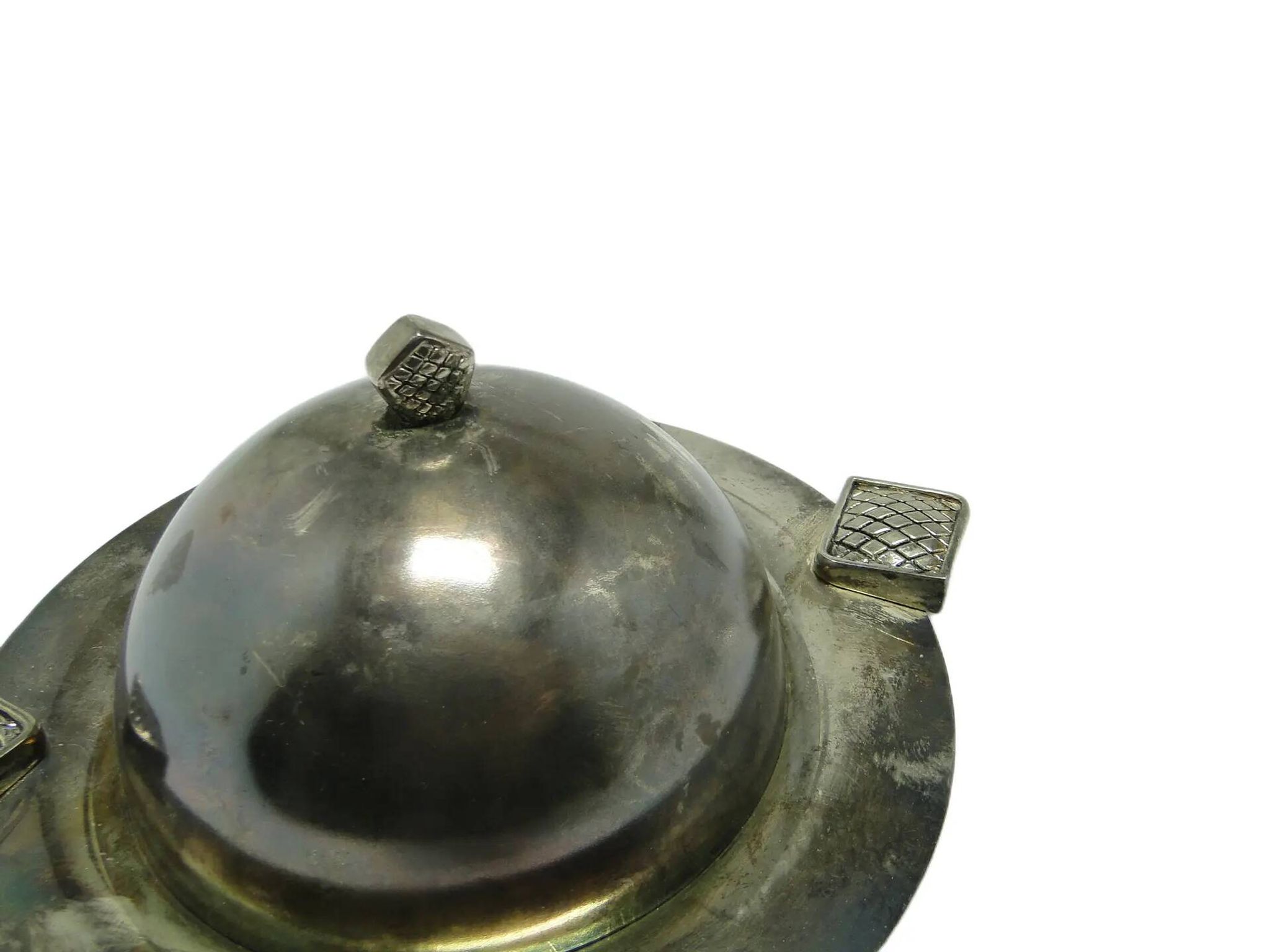 Art Deco butter dish, silver-plated brass, Belgium, 1970s.