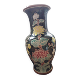 Large vintage ceramic vase with floral decoration