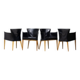 Set of four Vela leather armchairs by Carlo Bartoli - Italian modern elegance.