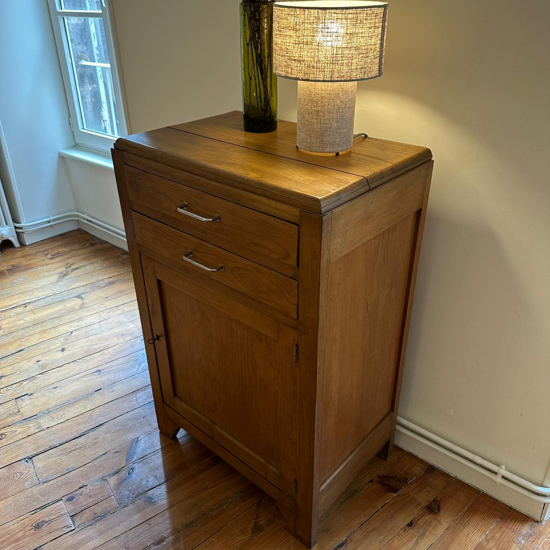 Small honey-coloured wooden buffet