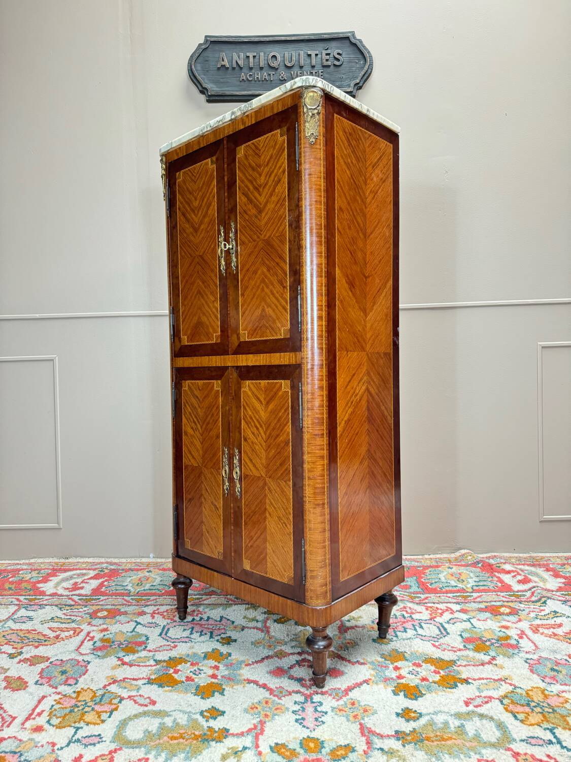 Louis XVI Style Marquetry Storage Cabinet, 19th Century