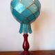 Lampe en céramique et nacre bleue vintage