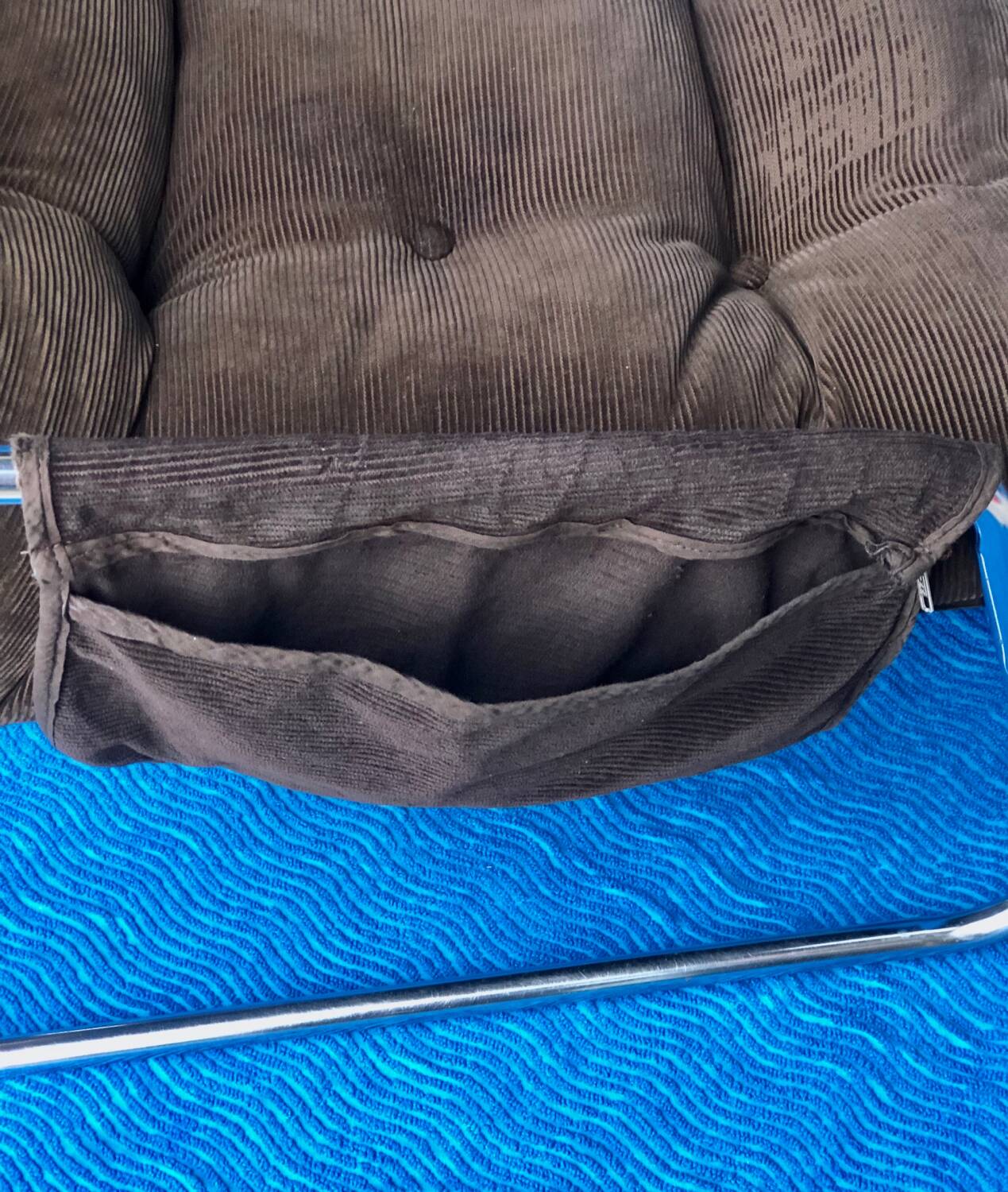 VELVET BROWN CHROME ARMCHAIR 1970 IKEA VINTAGE