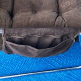 VELVET BROWN CHROME ARMCHAIR 1970 IKEA VINTAGE