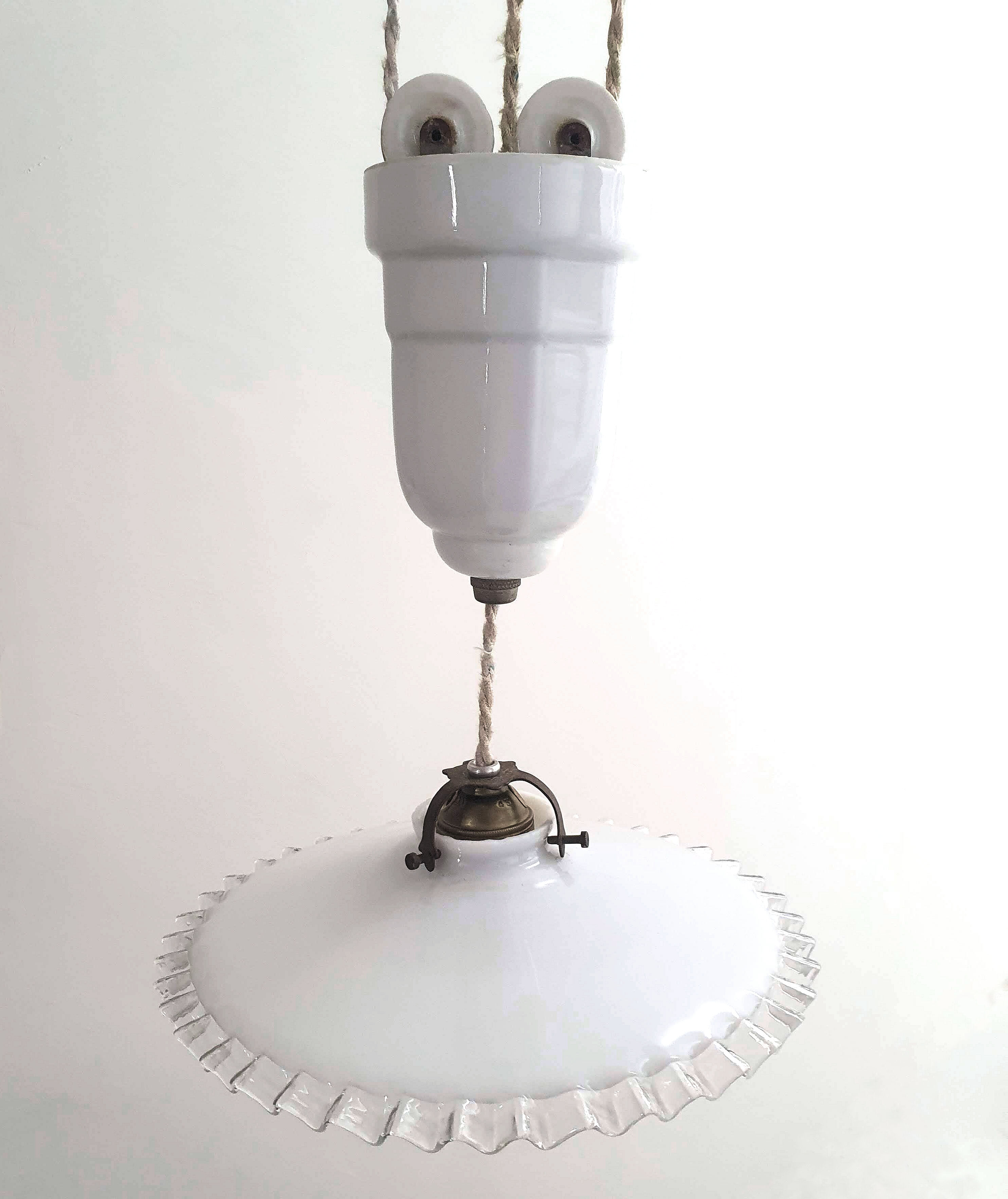 Hanging rises and falls in white earthenware