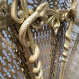 Fire screen fireplace fan bronze snake model
