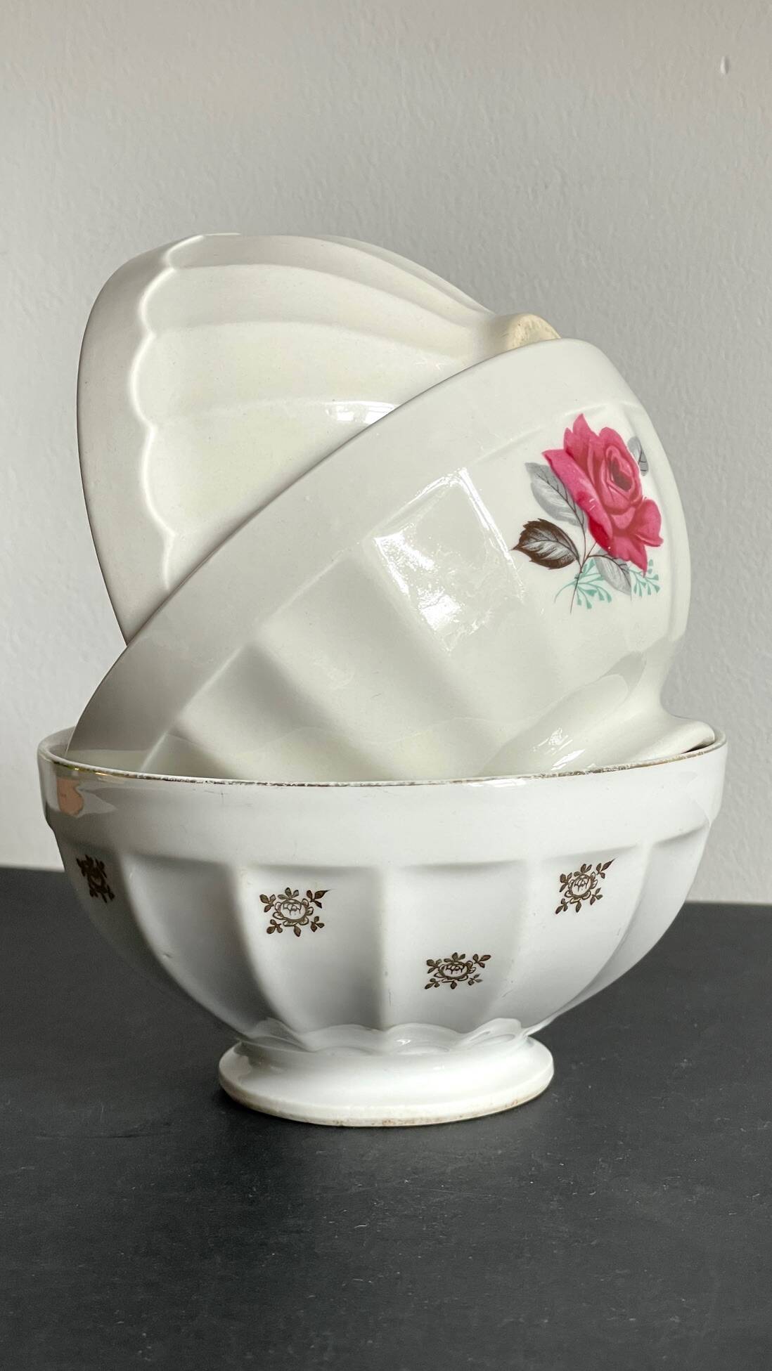 BOWLS Ceramic Pink and Gold VINTAGE