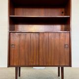 Danish retro vintage library in rosewood with sliding doors from the 1960s.