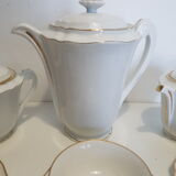 Coffee service in limoges porcelain, white and gold