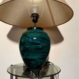 80s faux malachite ceramic lamp