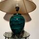 80s faux malachite ceramic lamp