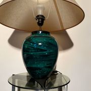 80s faux malachite ceramic lamp